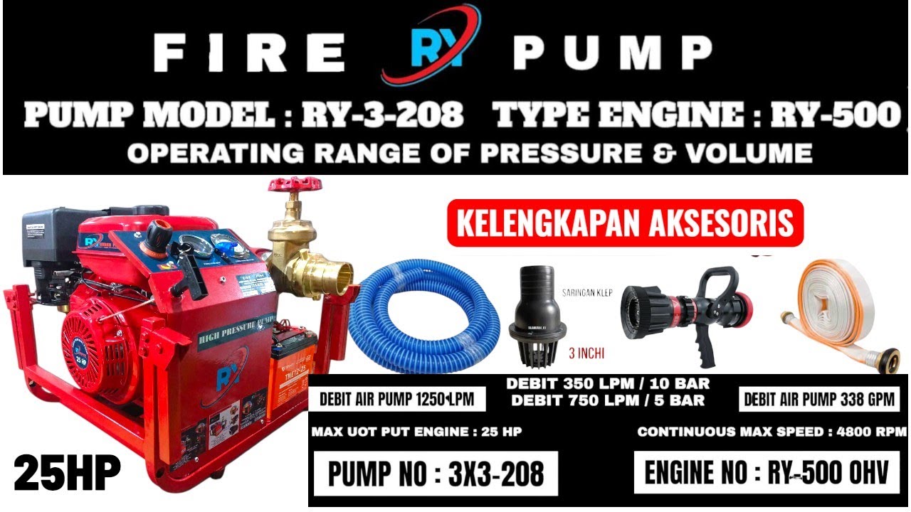 FIRE PUMP YORDAN || POMPA PEMADAM PORTABLE 25HP BENSIN MURN