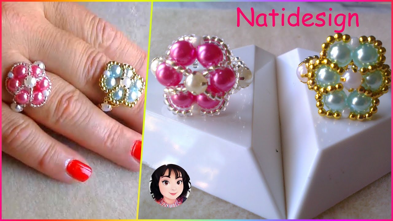 ANILLO ELEGANTE DE PERLAS Y MOSTACILLA😍😁- Tutorial- EASY PEARL RING