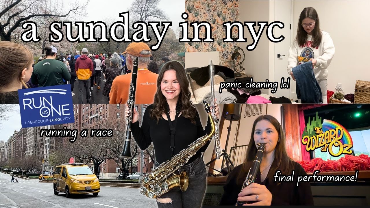 A Busy Sunday in NYC | playing in a pit orchestra, running a race, & cleaning my apartment