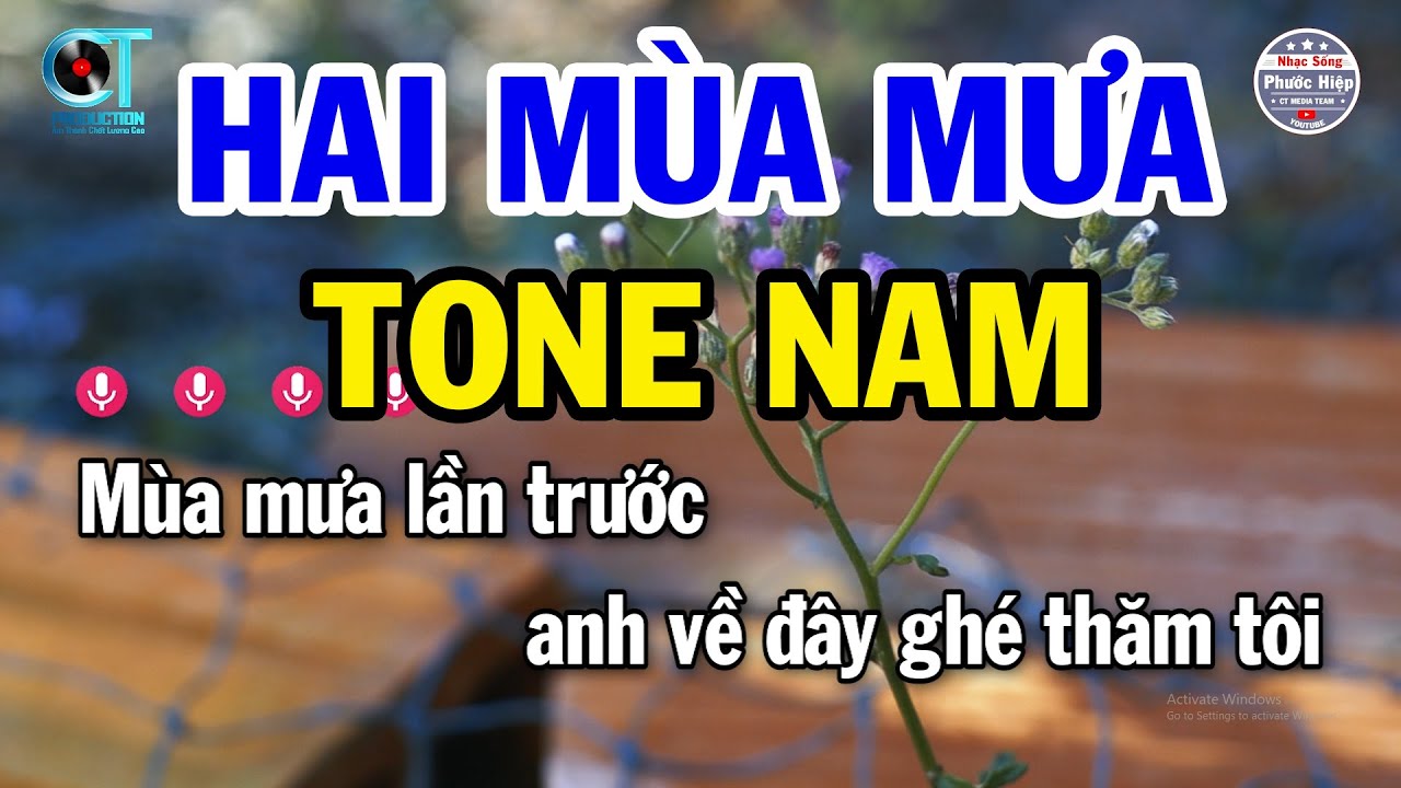 Karaoke Hai Mùa Mưa Tone Nam ( Cm ) Nhạc Sống Mới Nhất 2023 | Phước Hiệp
