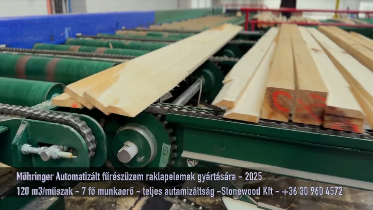 Möhringer automatizált fűrészgépsor raklapelemek gyártásara