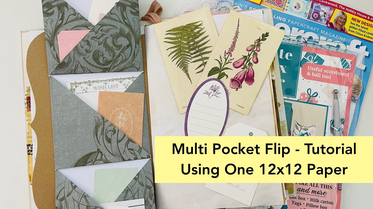 MULTI POCKET FLIP - TUTORIAL -  USING ONE 12X12 PAPER - ADDING TO OUR IDEAS / REFERENCE JOURNAL DIY