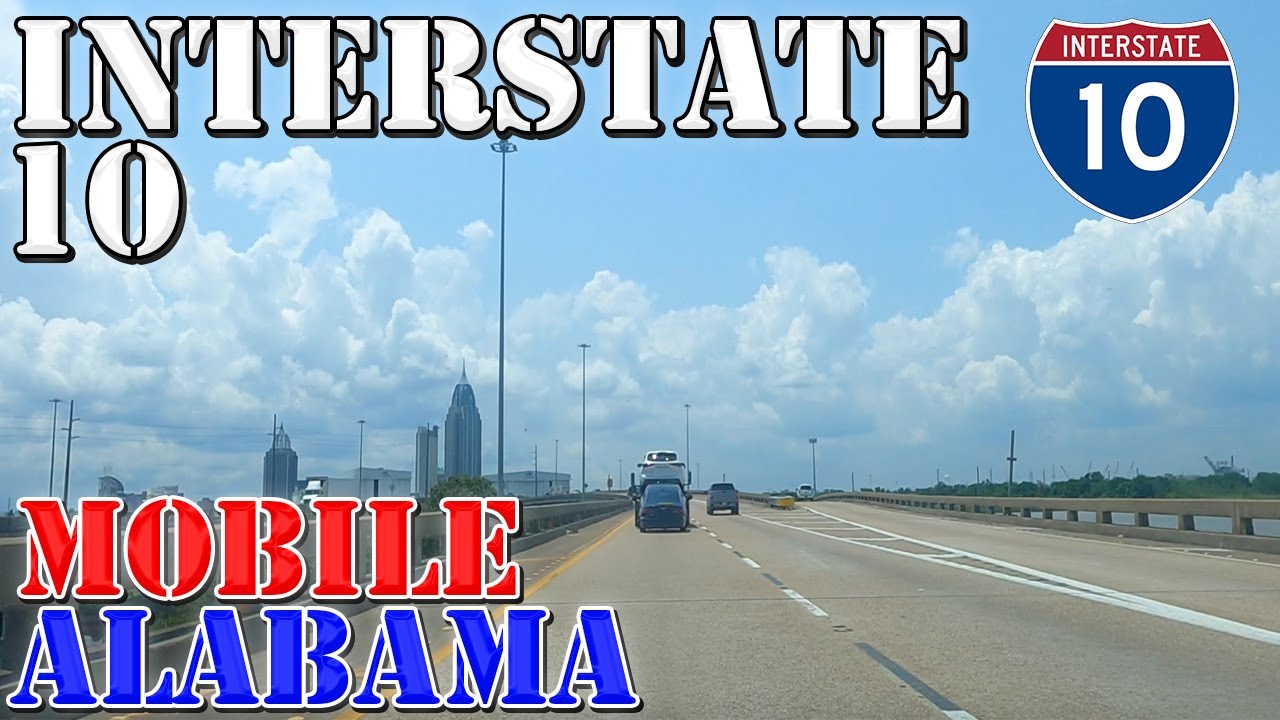 I-10 West - Mobile - Alabama - 4K Highway Drive