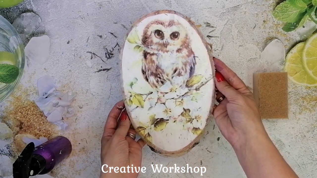 🦉 СОВА🦉 ВЖИВЛЕНИЕ КАРТИНКИ В СПИЛ ДЕРЕВА🦉 МАСТЕР КЛАСС🦉 ДЕКУПАЖ🦉