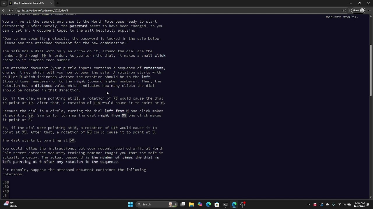 Advent of Code 2025 Day 1