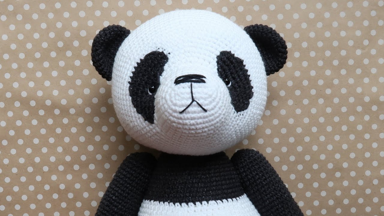 Cotter pin jointed Head crochet teddy toy, O-shaped. How to attach a joints cotter pin to a toy.