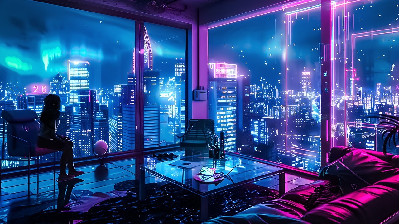 Neon Cyber Room | Music for Deep Focus, Work & Study |  (4K)