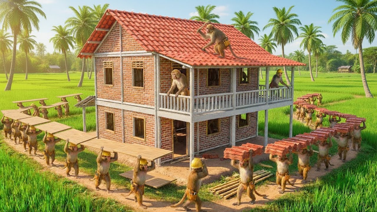 भारतीय बंदरों ने 5 मंजिला इमारत बनाई | Indian Monkeys Build a 5-Story Building with No Machines 4k!