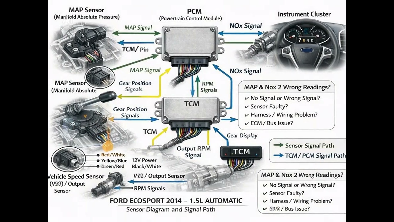 FORD ECOSPORT AT 2014| SENSOR DIAGRAM and SIGNAL PATH