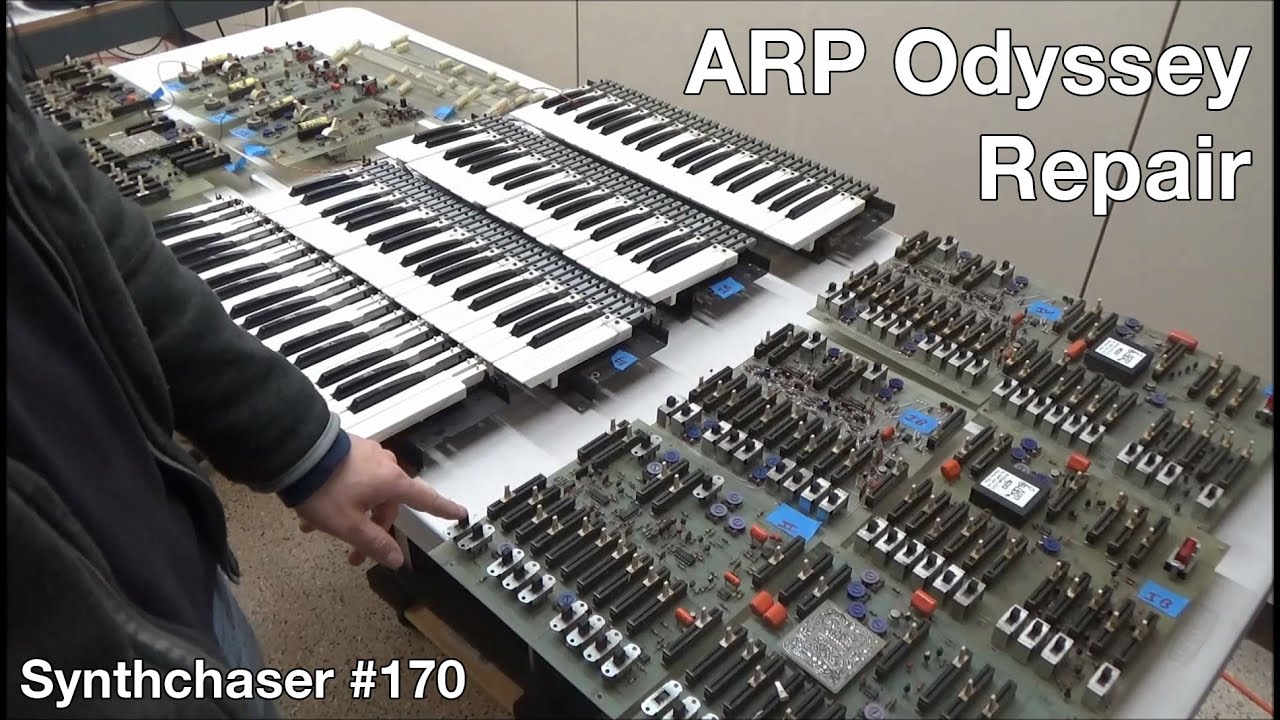 Quadruple ARP Odyssey Synthesizer Repair - Part 2 - Sliders, Keybeds & Capacitors - Synthchaser #170