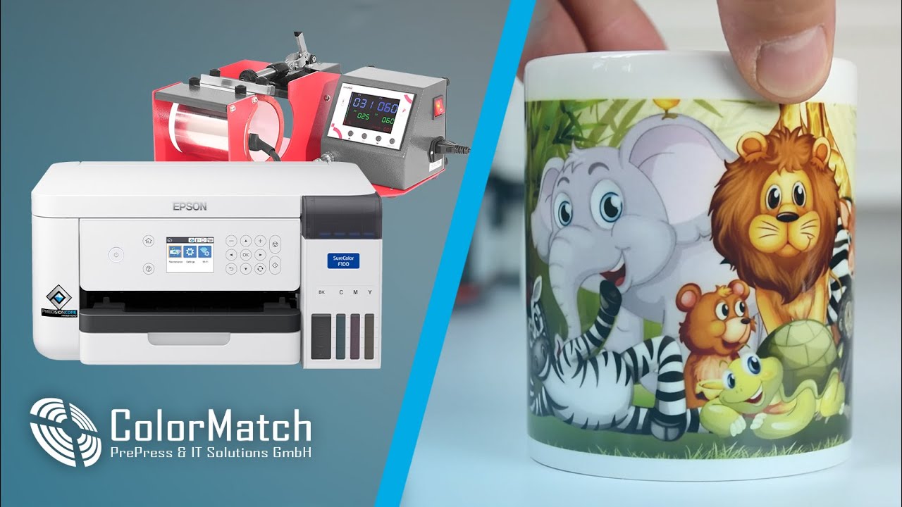 Tassenproduktion*Sublimationsdruck für Tassen mit Epson SureColor SC-F100 und Secabo TassenpresseTM1