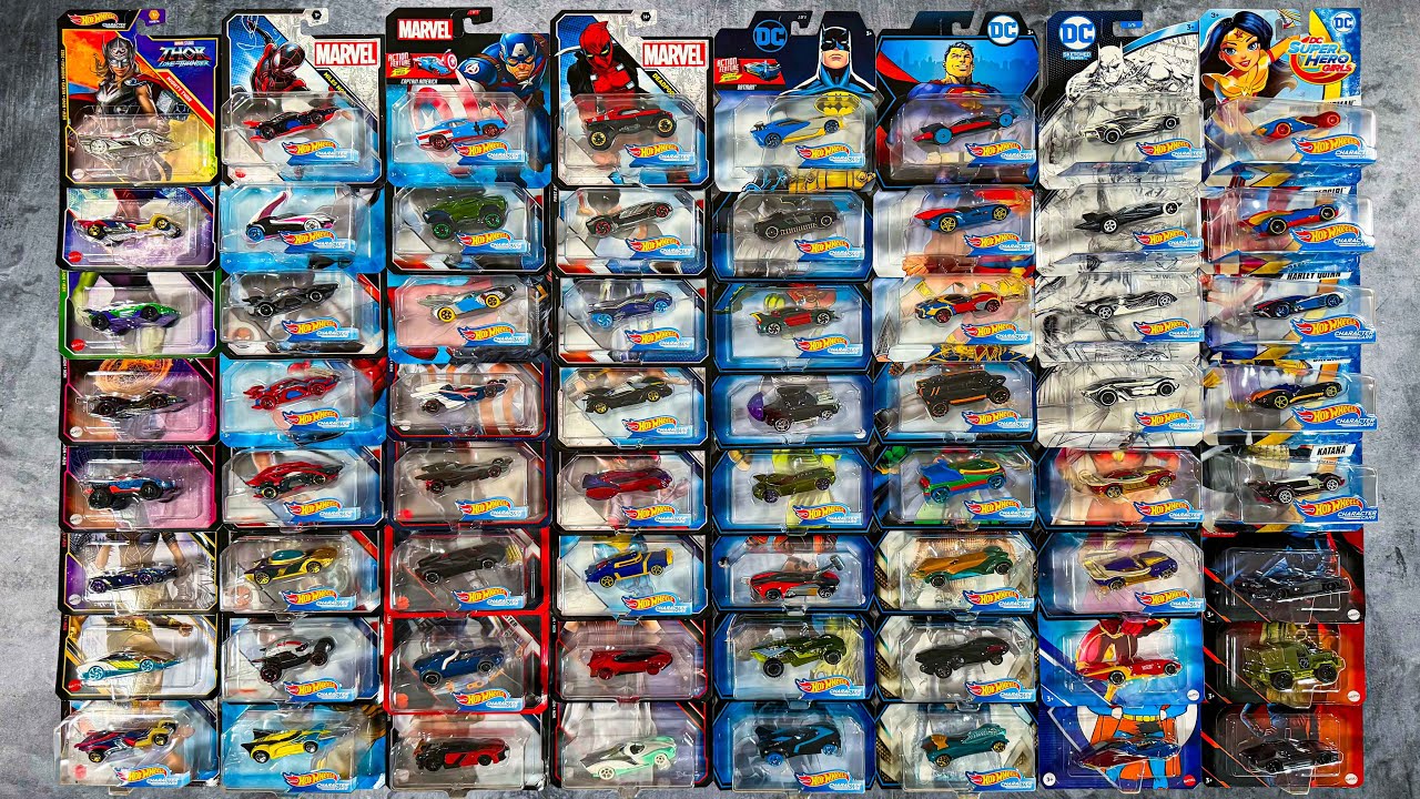 Открываем 64 машинки персонажей комиксов Marvel и DC от Hot Wheels!