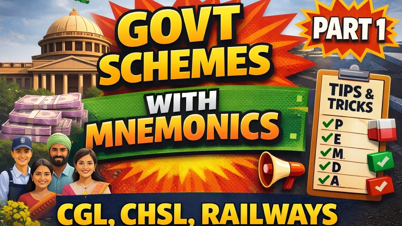 GOVT SCHEMES MNEMONIC PART 1#ssc #parmar #GK