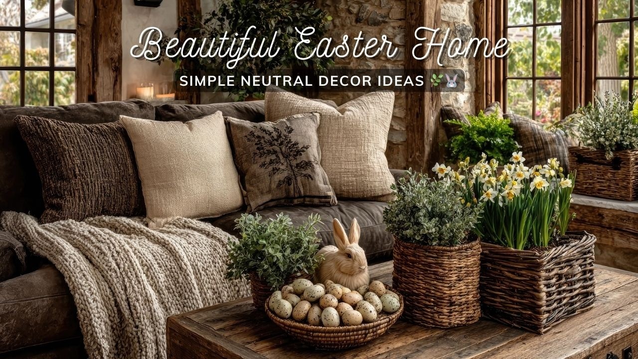 Beautiful Neutral Easter Decor Ideas | Rustic Spring Home Tour & Cozy Farmhouse Styling