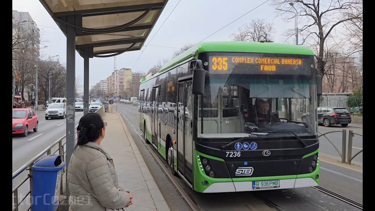 Chinese electric Granton GTZ6129BEVR buses on the streets of Bucharest - Galaxy S24 Ultra 4K@60fps