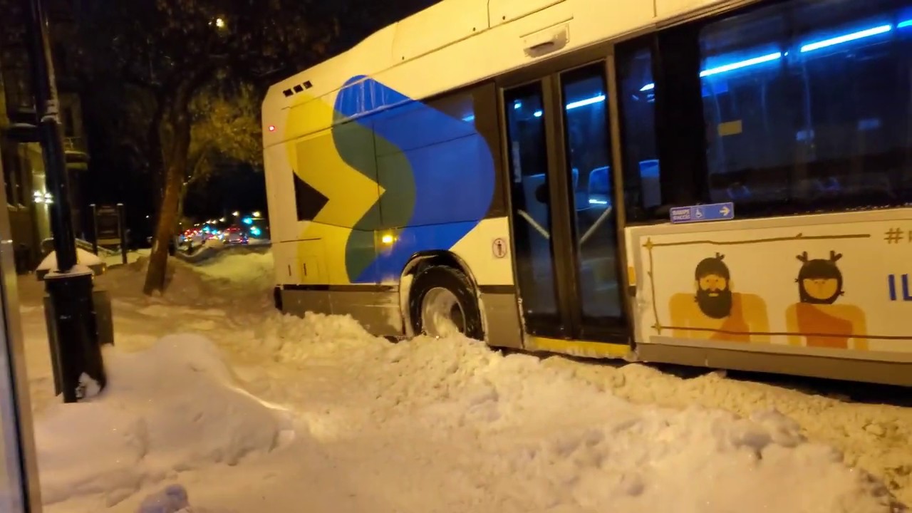 🚍Montreal bus stuck in the snow! STM hybrid bus 36-038 on Queen Mary Road in February, 2020 ❄️