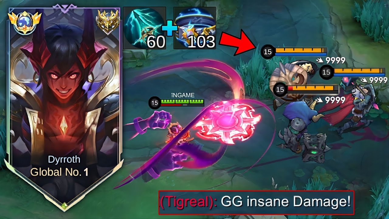 THIS UPDATE ONE SHOT BUILD WILL MAKE YOU BECOME A BEAST IN SIDELANE | RANK GLOBAL DYRROTH - MLBB
