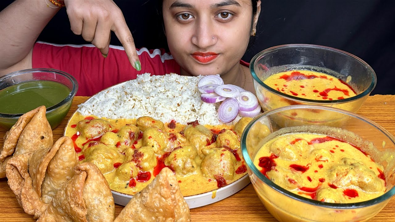 EATING KADI PAKORA,ALOO SAMOSA,KADI CHAWAL,KADI SAMOSA,KADI CHAWAL EATING MUKBANG|FOOD ASMR|FOODIE