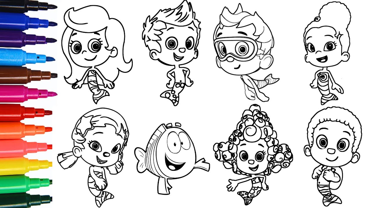 Bubble Guppies Colouring Pages | Molly, Gil, Zooli, Deema, Oona, Goby, Nonny, Mr Grouper