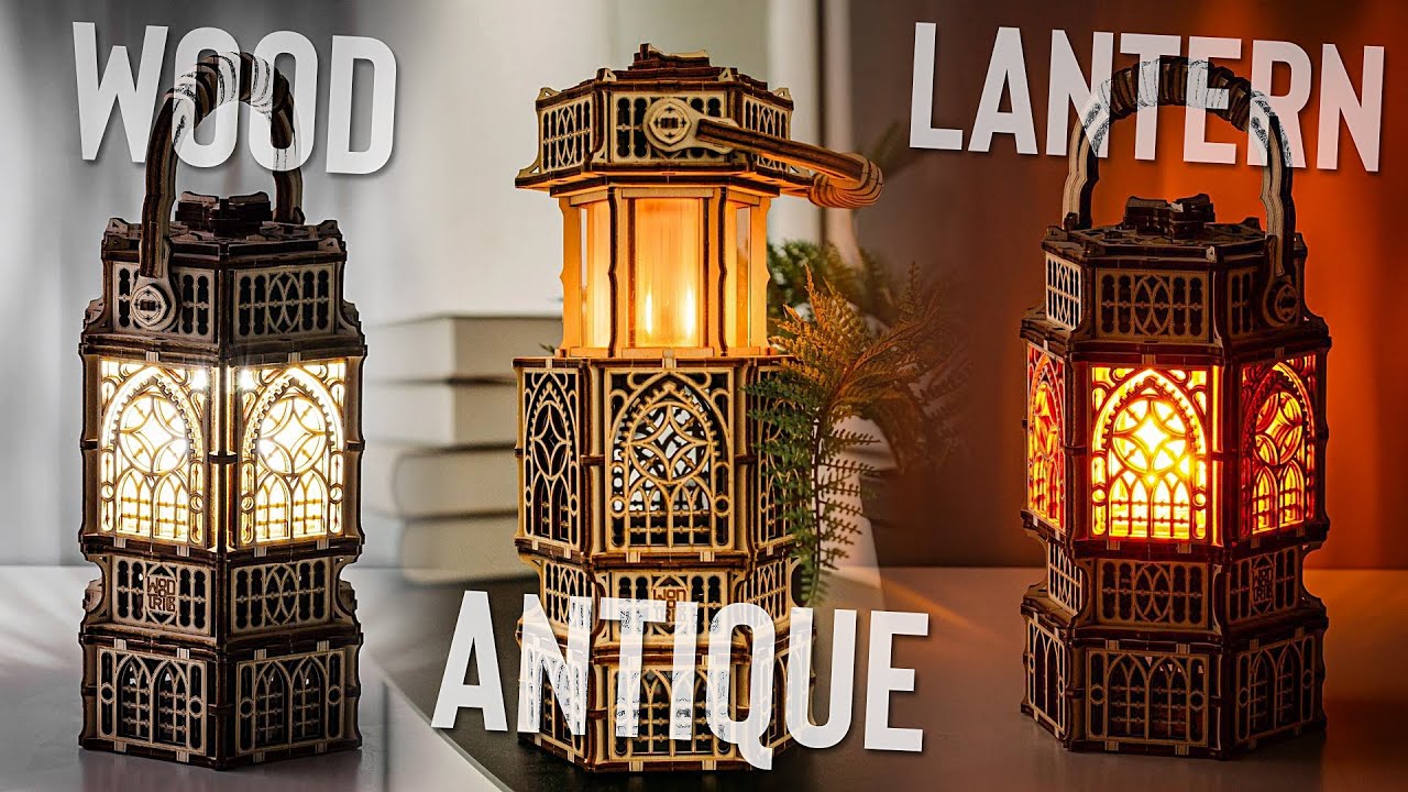 Assemblid Electric Antique Lantern Made of Wood. Wood Trick 3D Puzzle | Timelapse