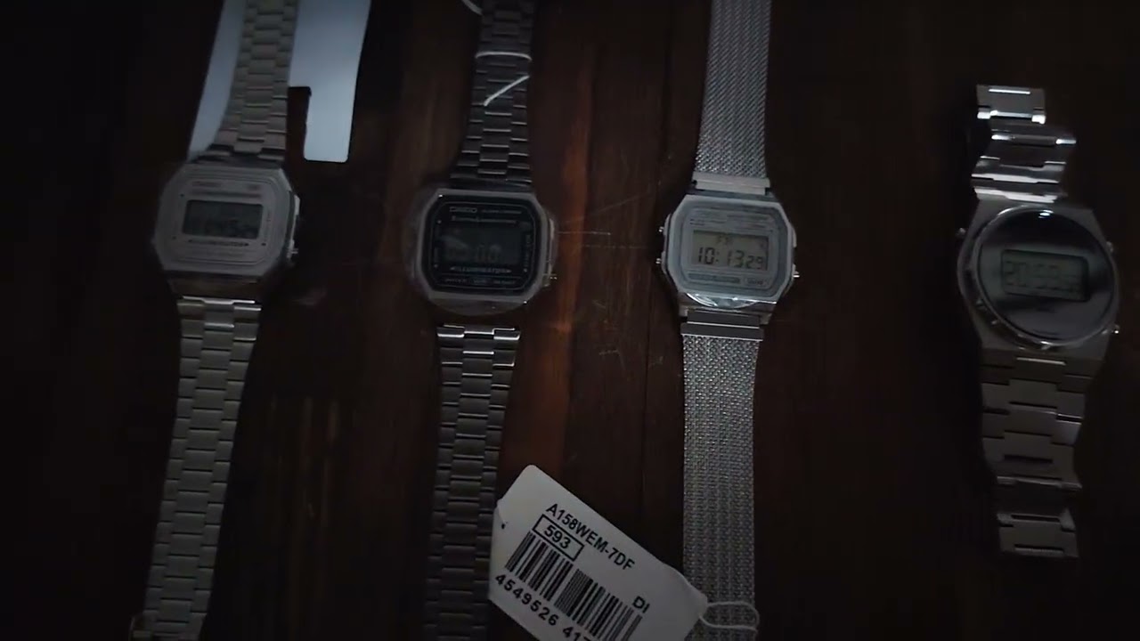 Сравнение цифровых Casio A158WEM-7DF, A168WA-8AYDF, A168WGG-1BDF, Tissot PRX T1374631103000