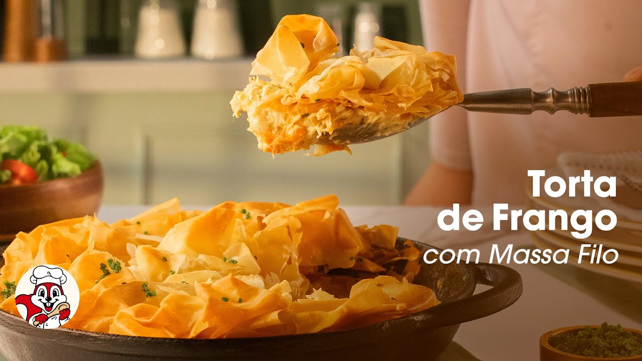 Surpreendente: torta de frango crocante com massa filo