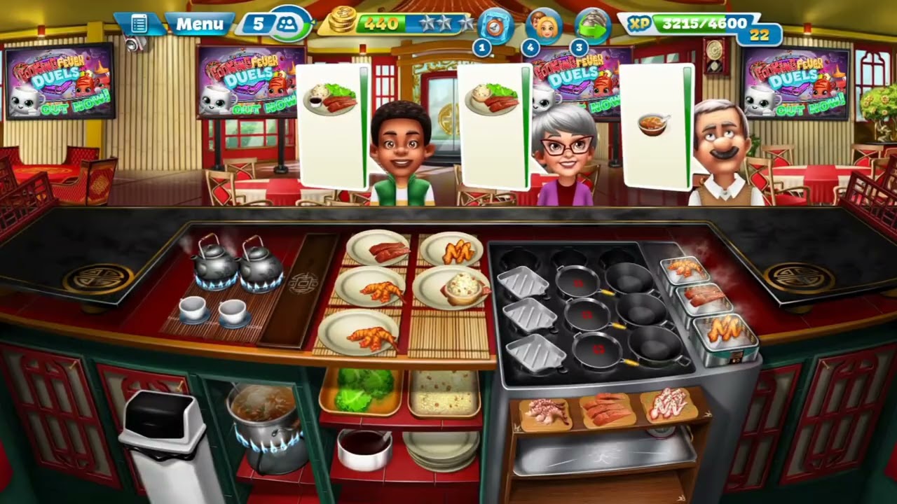 I played Cooking Fever's chinese restaurant until I got 3 stars in level 30