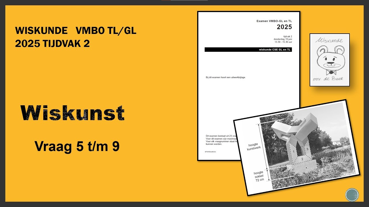 Wiskunde Examen Vmbo GL-TL 2025 Tijdvak 2 Opg 5 tm 9 Wiskunst