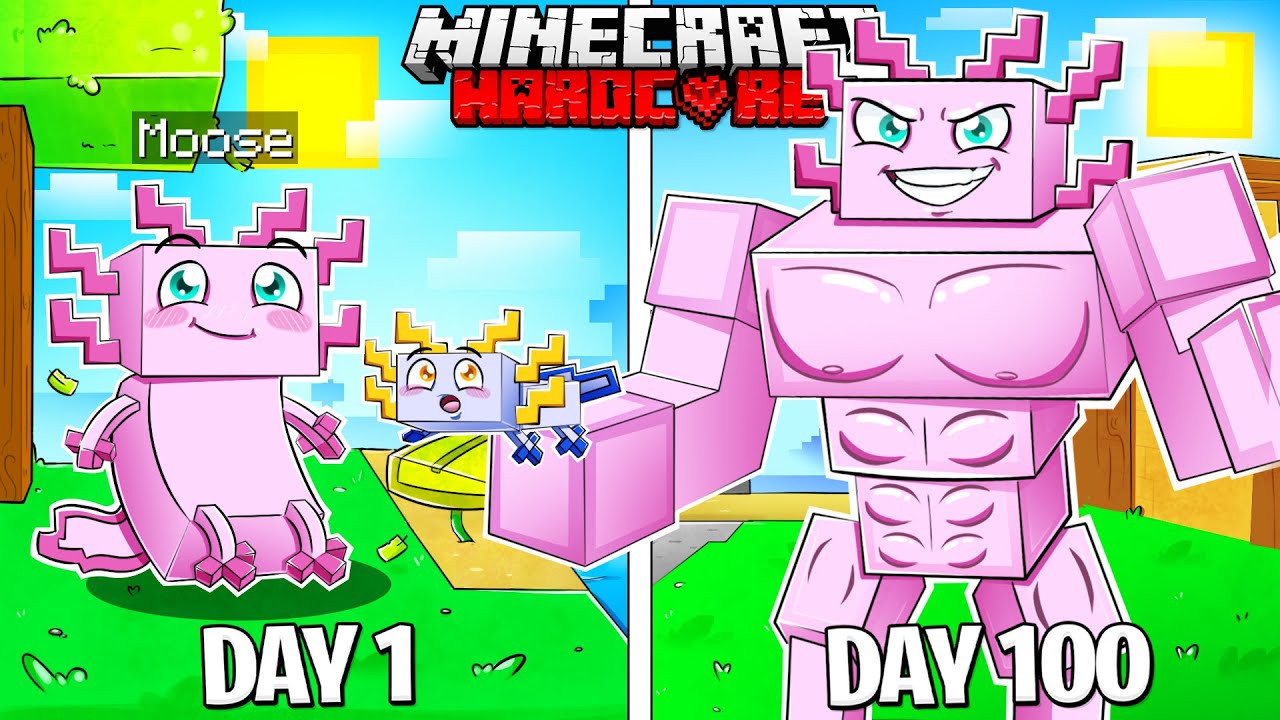 I Survived 100 Days as a AXOLOTL in HARDCORE Minecraft!