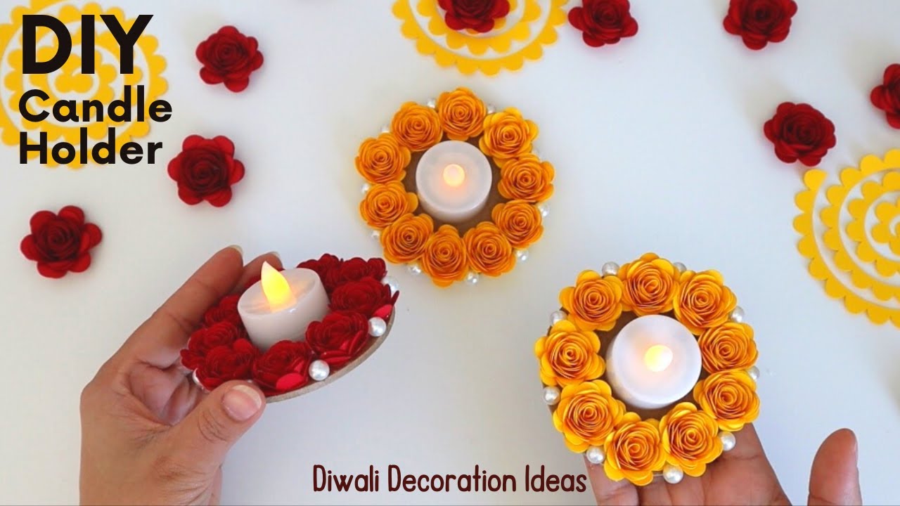 BEAUTIFUL TEA LIGHT CANDLE HOLDER MAKING AT HOME | Diwali Decoration Ideas