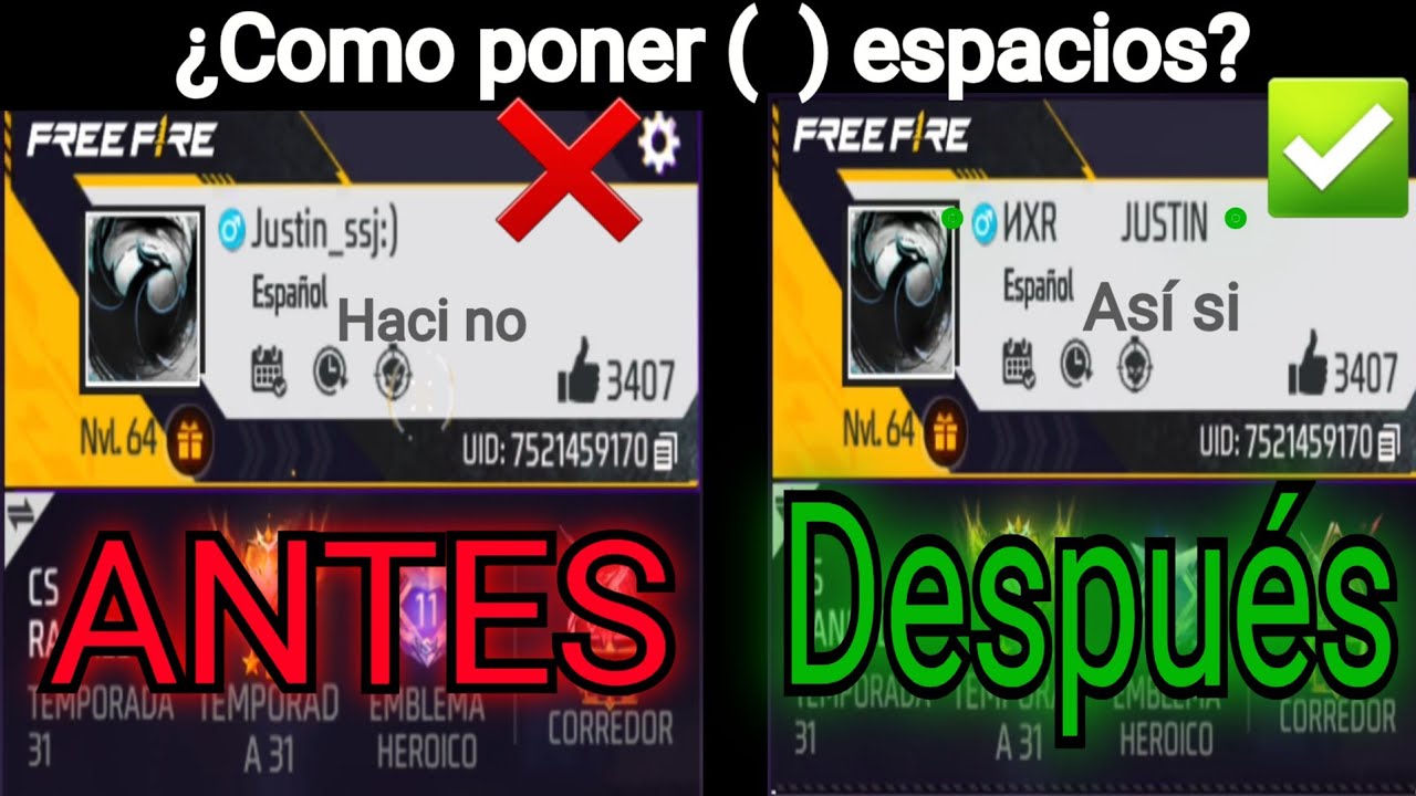 ¿COMO PONER ESPACIOS EN TU NOMBRE  2025? / FREE FIREE