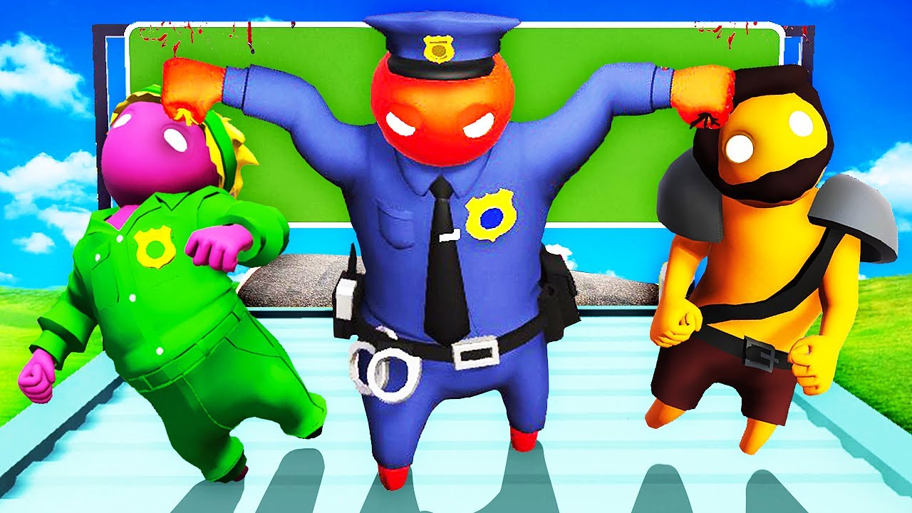 Police Officer Tortures us FOR FUN... (Gang Beasts)