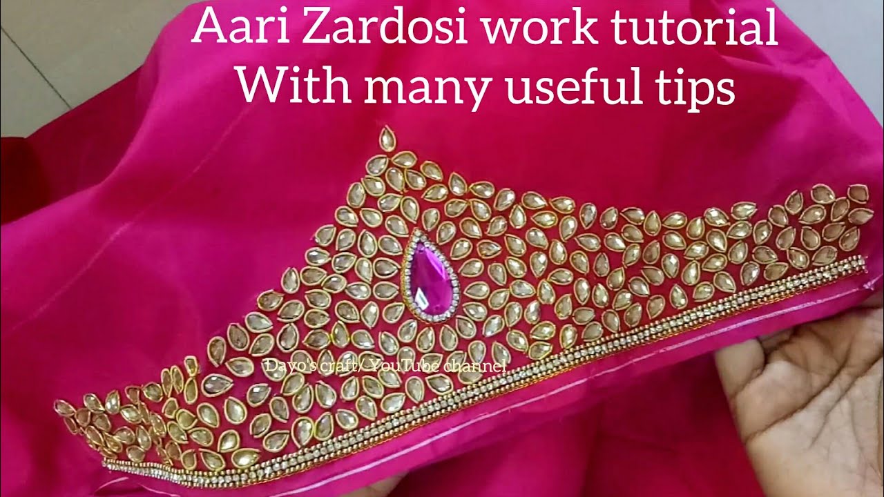 Aari/ Maggam work| Making of heavy work with Zardosi, Kundan stones| aari work on sleeves