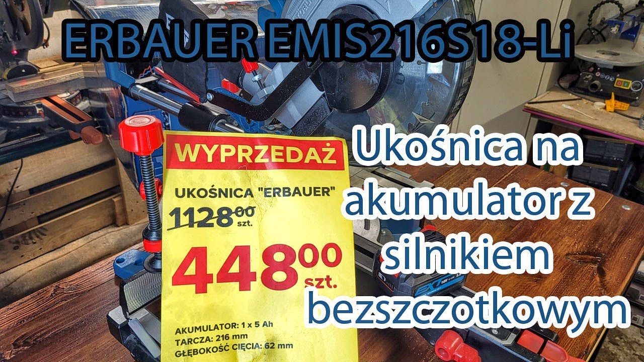 ERBAUER EMIS216S18-Li Ukośnica 18V z silnikiem bezszczotkowym