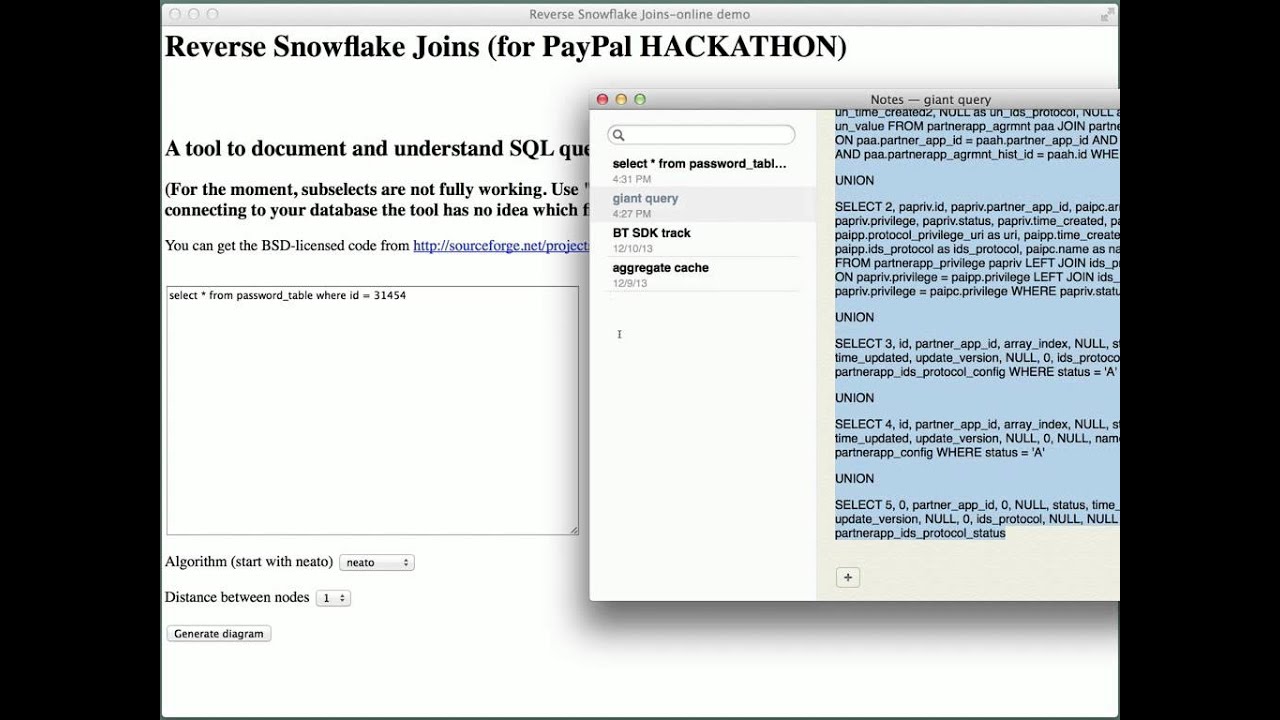 Reverse Snowflake Joins web tool for SQL analysis