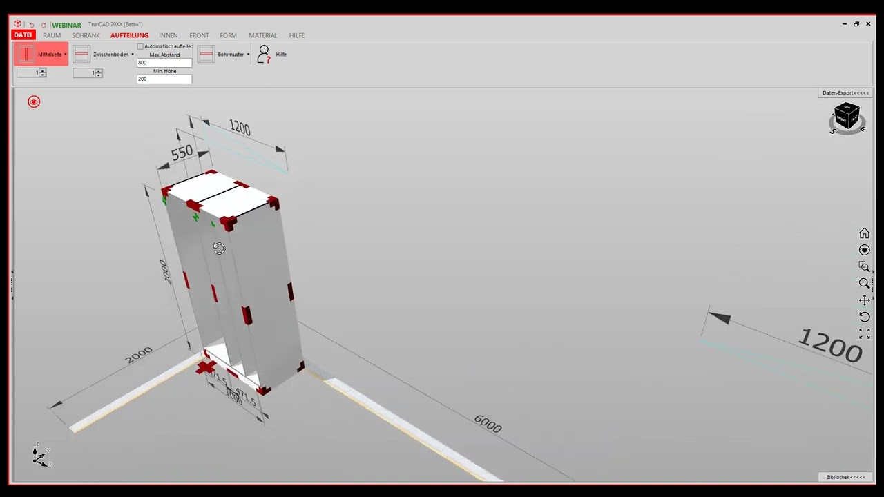 So funktioniert die Mittelseiten Einstellung mit TrunCAD