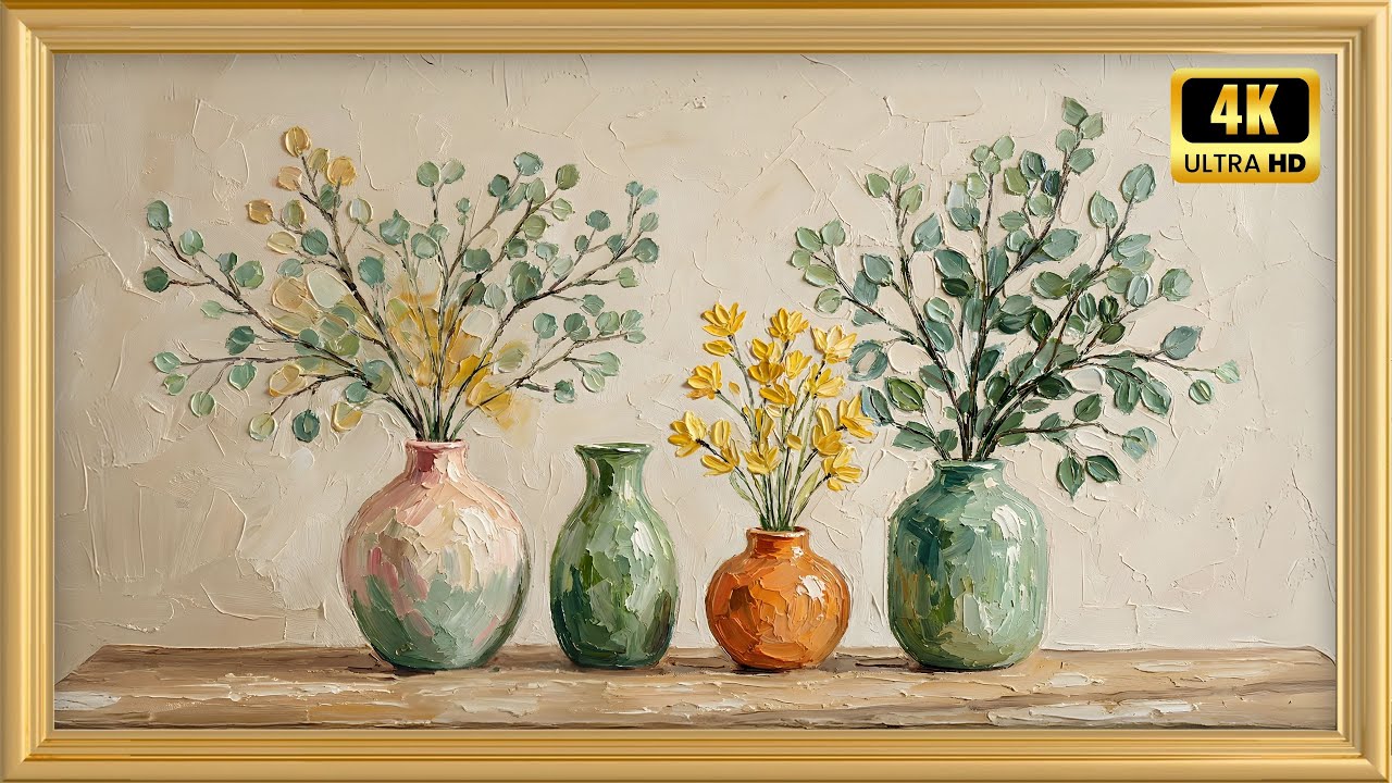Elegant Floral Vases Still Life | Ambient TV Art Screensaver for Home Decor (8 Hours)