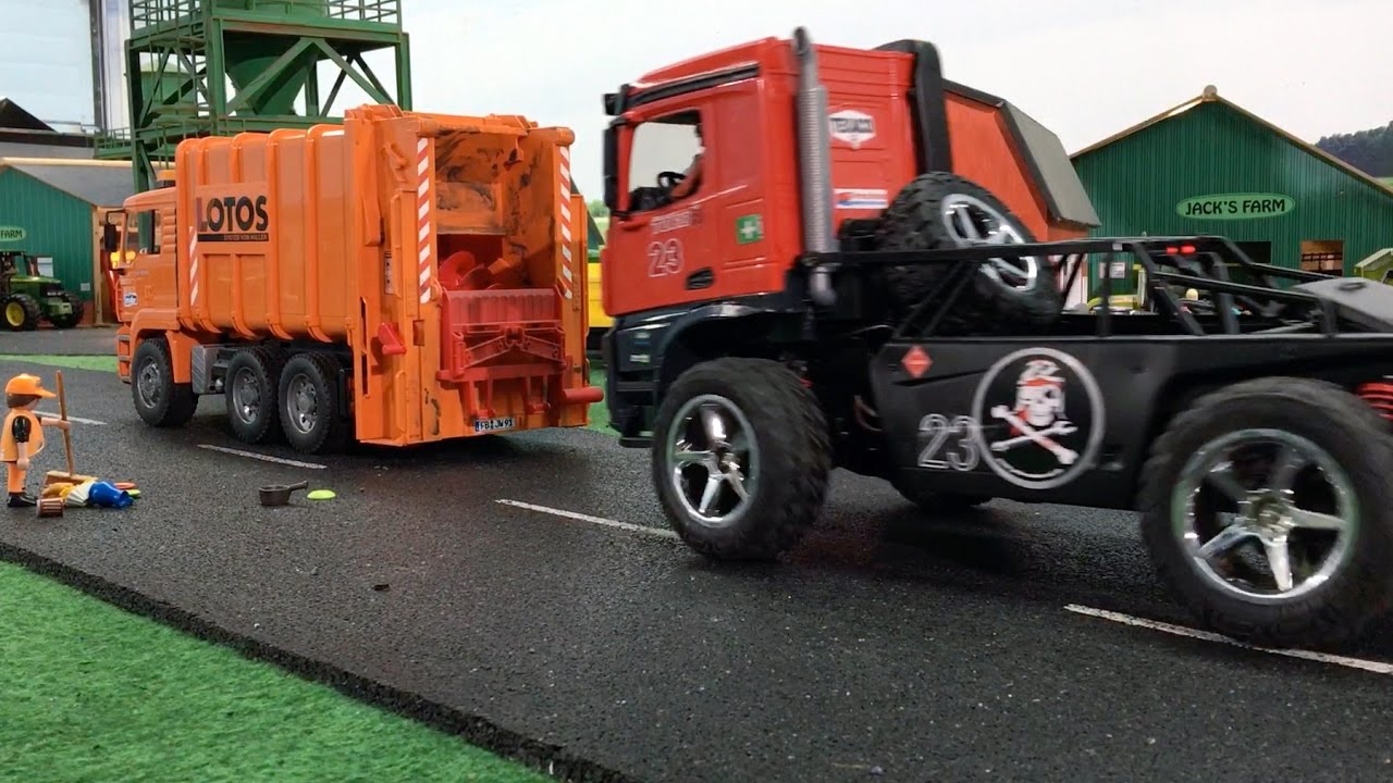 BRUDER Trucks VIDEOS for KIDS 🚚 🚑 Jack PLAYS Johnny Evil the BRUDER Grabage Truck CRASH