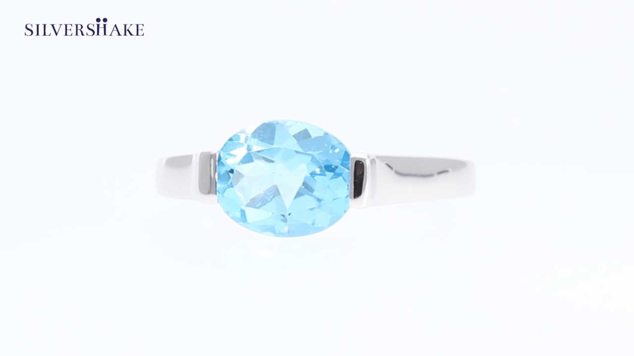 SILVERSHAKE Genuine Swiss Blue Topaz 925 Sterling Silver Solitaire Ring-RN0087930