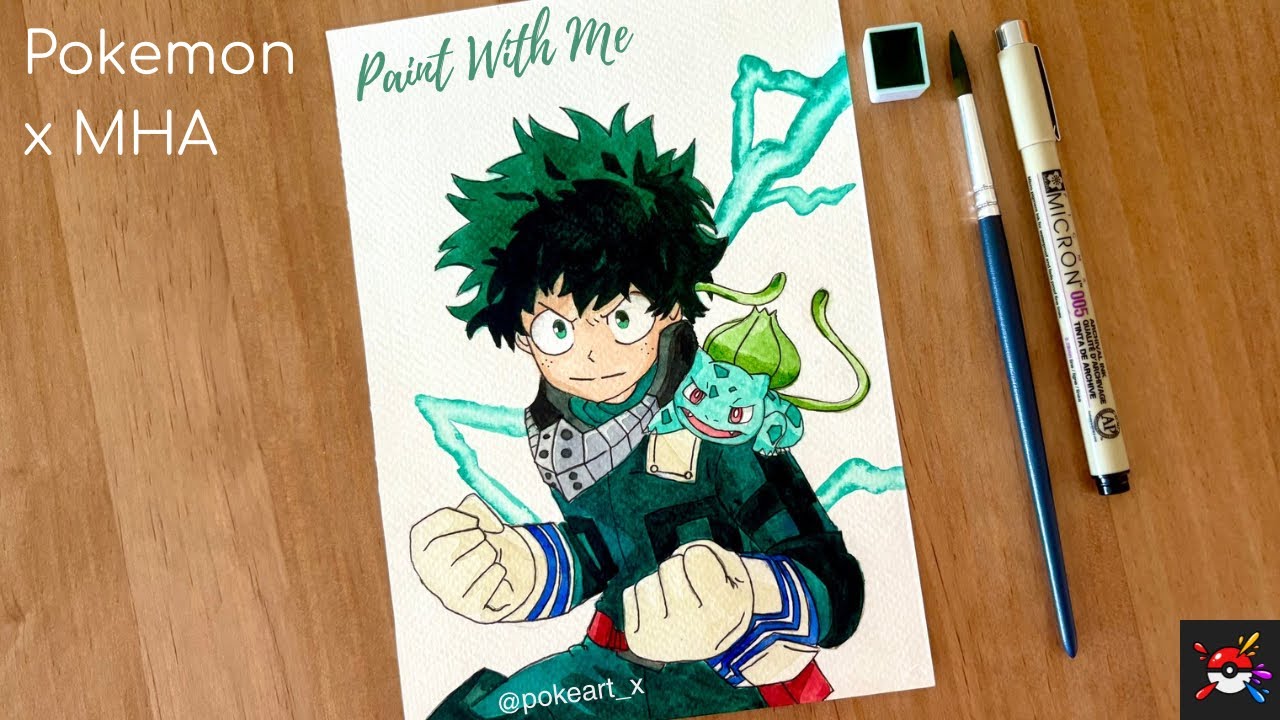 Pokemon x My Hero Academia | Izuku Midoriya x Bulbasaur Watercolor Painting 💚🎨