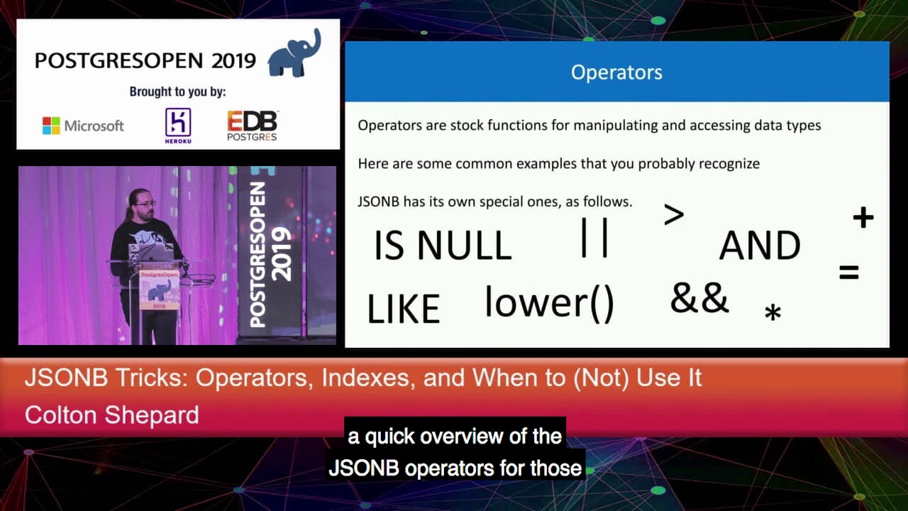 Приёмы работы с JSONB на конференции PostgresOpen 2019