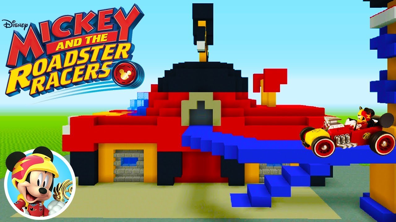 Minecraft Tutorial: How To Make Mickey And The Roadster Racers Garage 