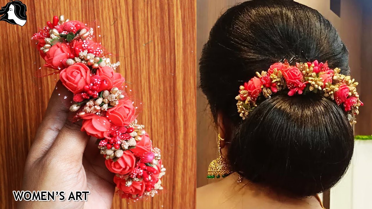 artificial flower jadai veni making at home in 10 minutes | artificial flower gajra making at home