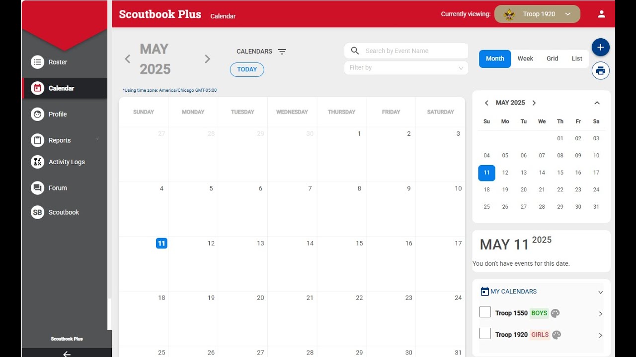 Basics of ScoutBook Plus Calendar