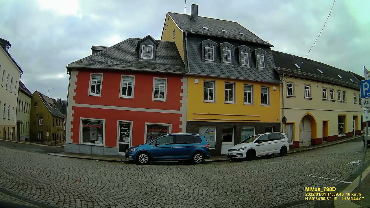 D: Pausa. Stadt Pausa-Mühltroff. Vogtlandkreis. Rundfahrt durch die Stadtmitte. Januar 2022