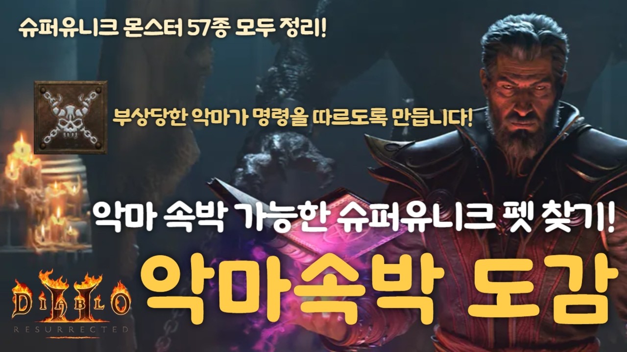 [D2R]악마 속박 가능한 슈퍼유니크 몬스터를 모두 알아봤습니다! 래더13 악마술사로 시작하기 전에 보면 좋은 영상! 악마속박 가능한 슈퍼유니크 몬스터 도감