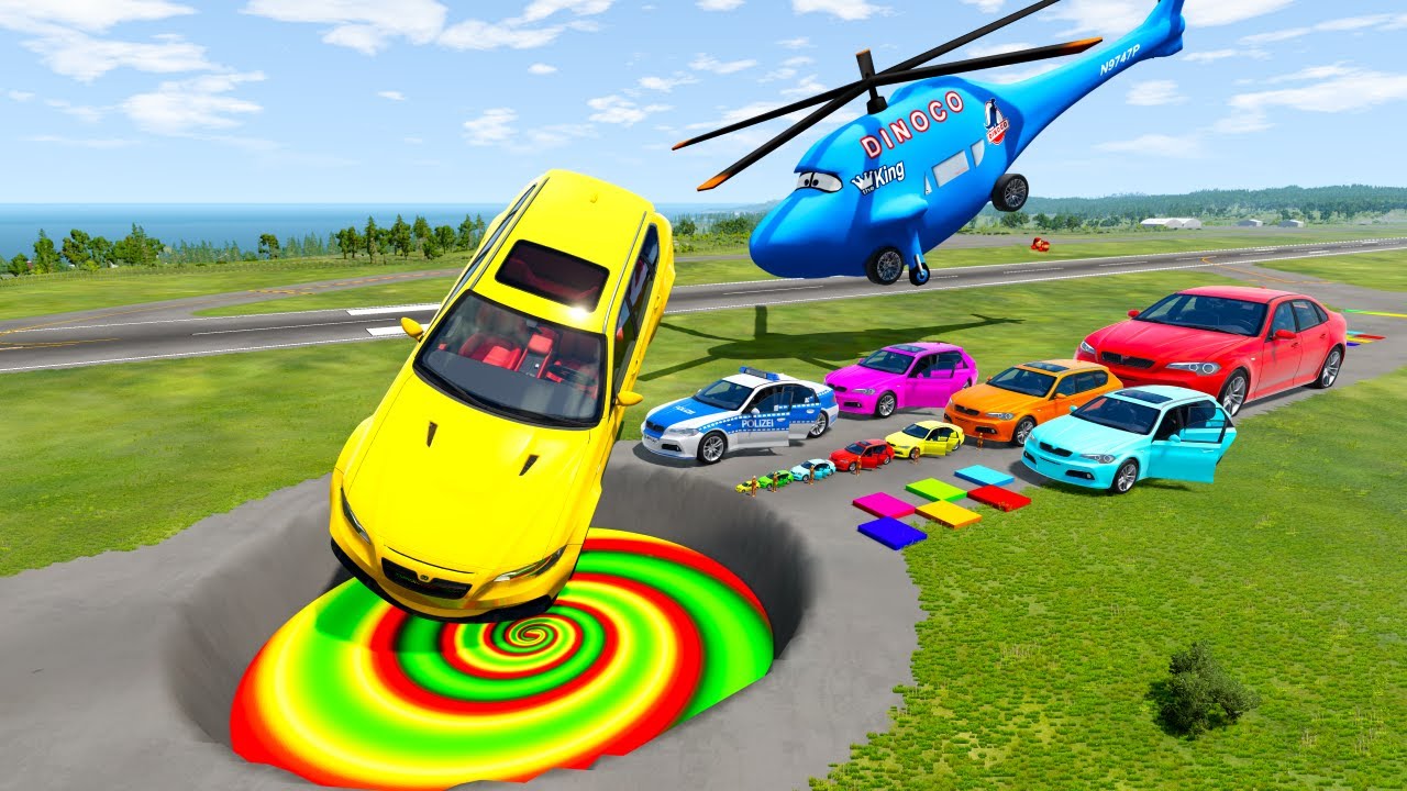 БОЛЬШИЕ И МАЛЕНЬКИЕ МАШИНЫ против ГИГАНТСКОЙ ЯМЫ #209 - BeamNG.drive Ninja BeamNG !