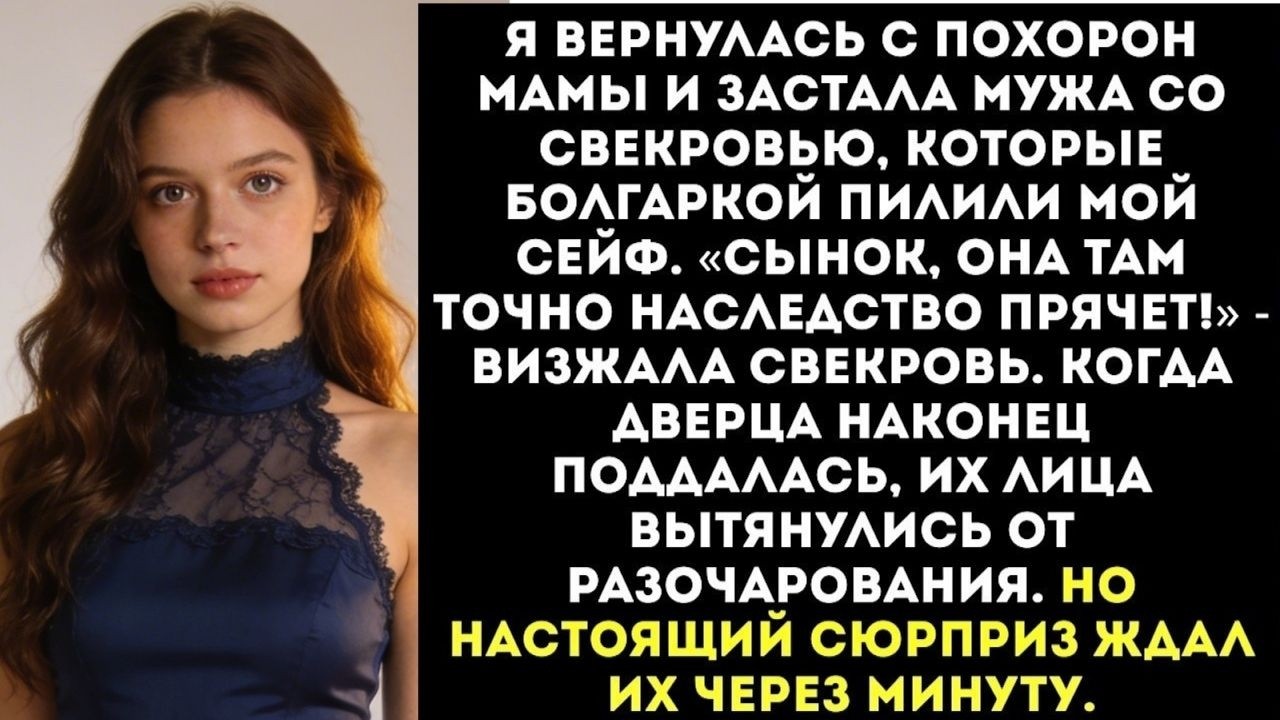 «Сынок, она наследство прячет!» — свекровь с мужем вскрыли болгаркой мой сейф в день похорон мамы...