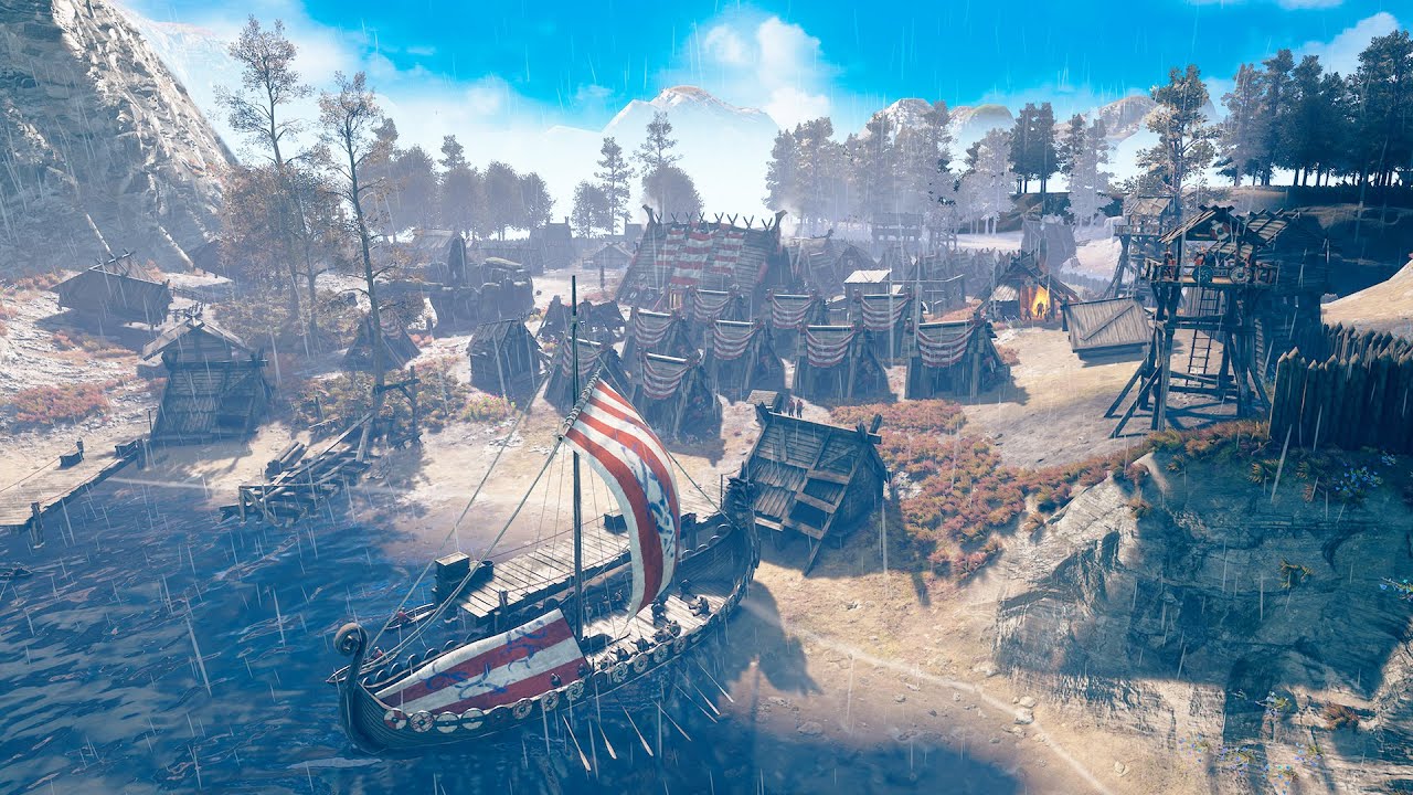 NEW - Epic VIKING FORTRESS BASE City Building Viking Shipbuilding | Frozenheim Skirmish Build Mode