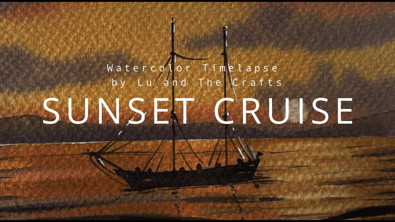 Simple Sunset Cruise Painting | Beginner Friendly Watercolor Timelapse